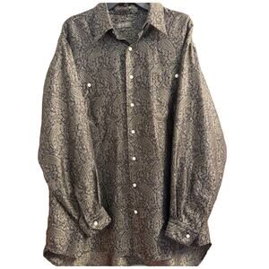 Robert Talbotts Shirt Large Mens Silk Button Up Gray Paisley Formal Career